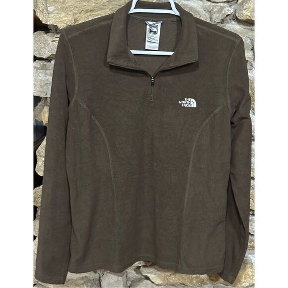 Women’s The North Face Tka 100 Microvelour 1/4 ZIP Fleece Pullover Brown Sz Larg - Picture 1 of 6